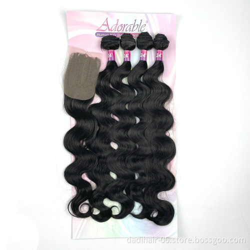 Adorble Premium Synthetic Fiber Amazing Body Wave Package Hair Bundles whole Sale